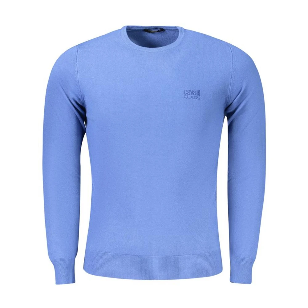 Cavalli Class Men's Blue Round-Neck Knitwear, 2XL, Knit Jumper For
