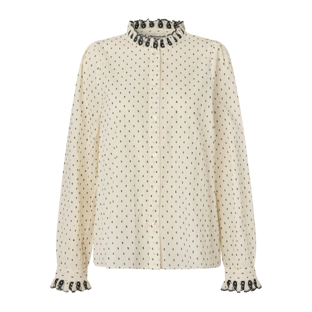 Lollys Laundry Riverll Shirt met Zwarte Stippen Beige Dames