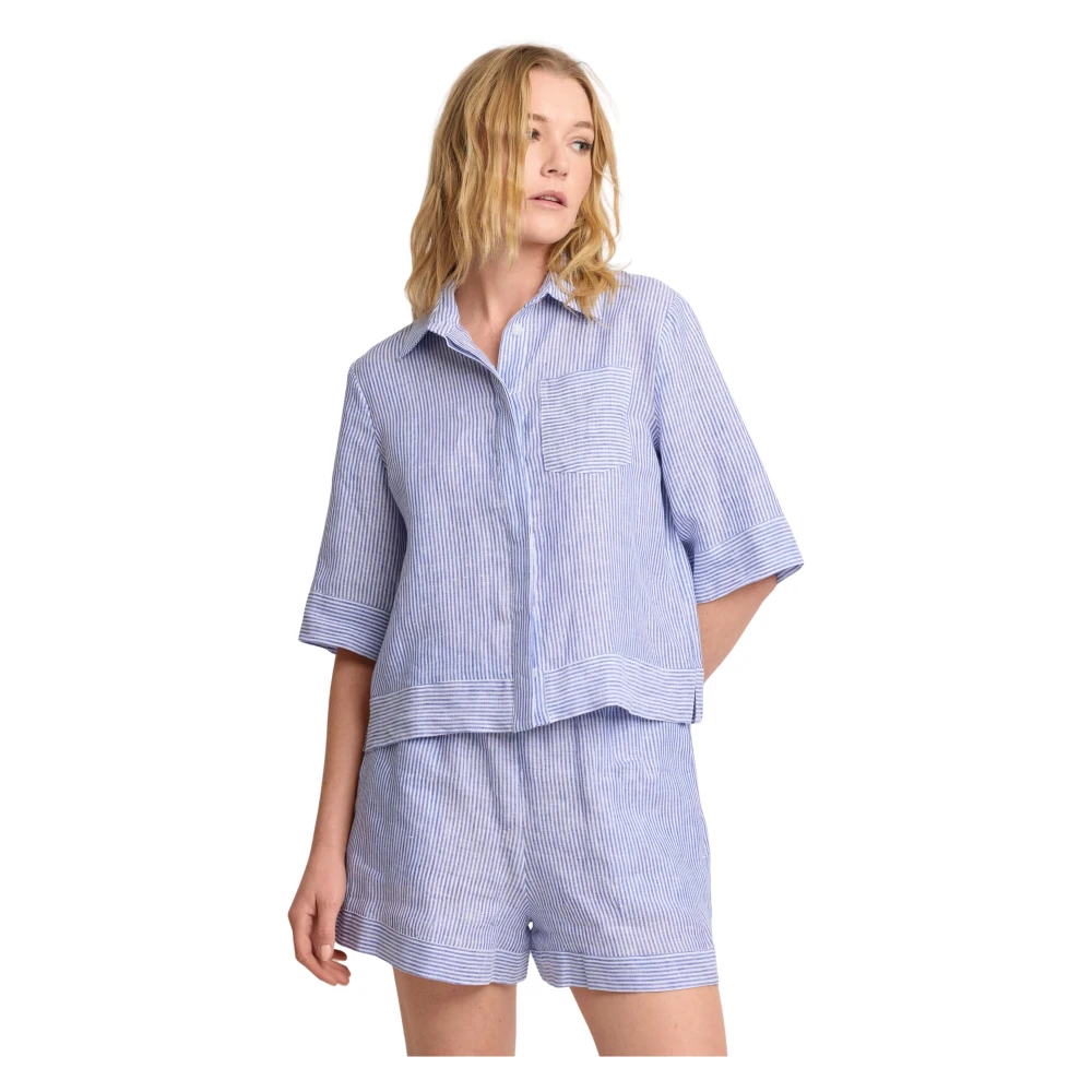 Kocca Women's Blue Camicia In Fantasia A Righe - Shirts - Xl - Blouses & Shirts