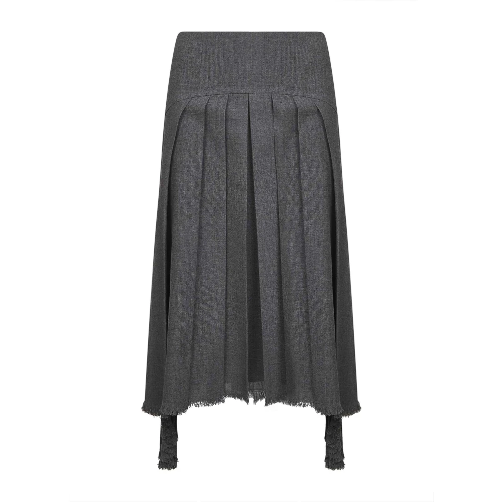 Jil Sander Women's Gray Asymmetric Wool Skirt Grey - Midi Skirts - S - Skirts