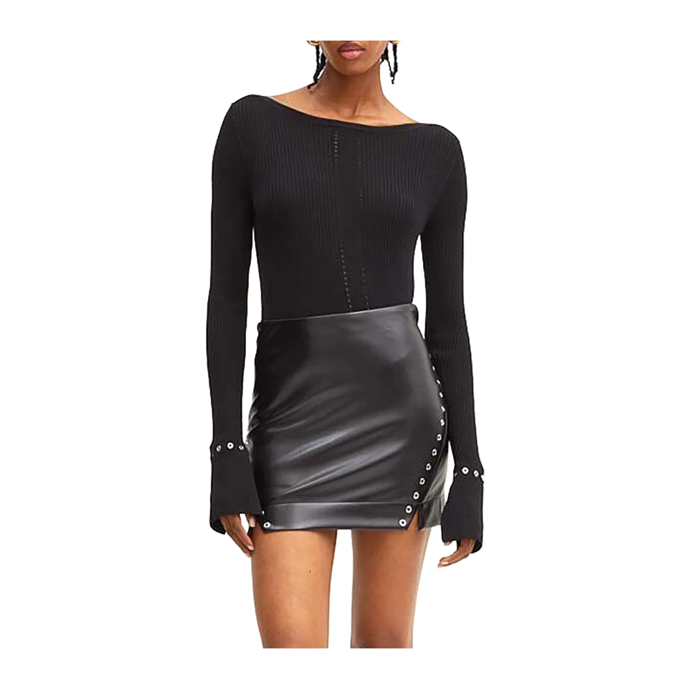 PATRIZIA PEPE Zwarte wollen ribtrui Black Dames
