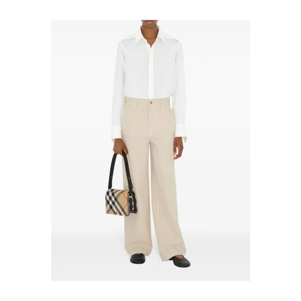 Burberry Geruite Patroon Schoudertas Beige Dames