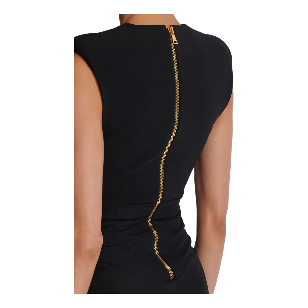 Balmain Lange op maat gemaakte krepe jurk Black Dames