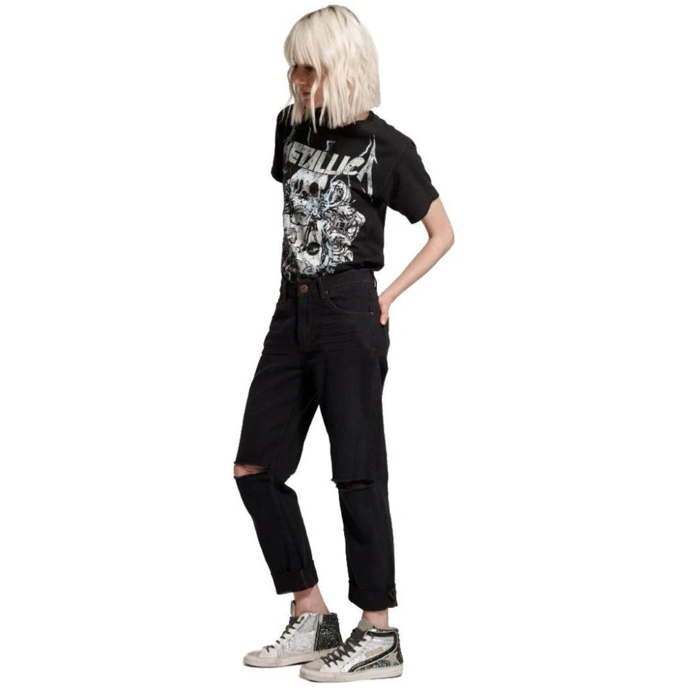 One Teaspoon Zwarte Regular Fit Distressed Jeans Black Dames
