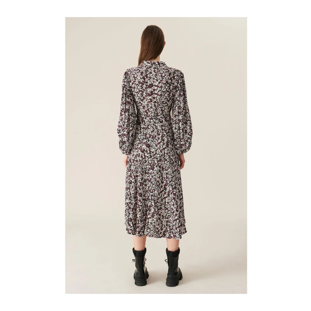 Ganni Bloemen Wikkeljurk met Ballonmouwen Multicolor Dames
