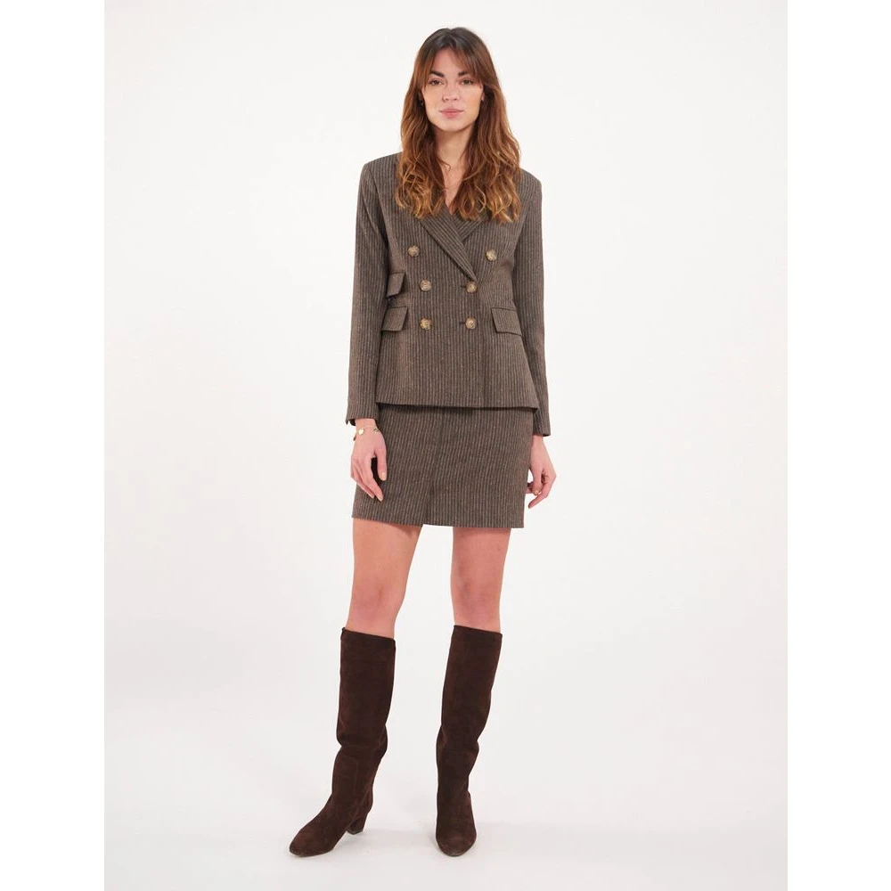 Ines De La Fressange Paris Moderne wollen rok met stijlvolle details Brown Dames