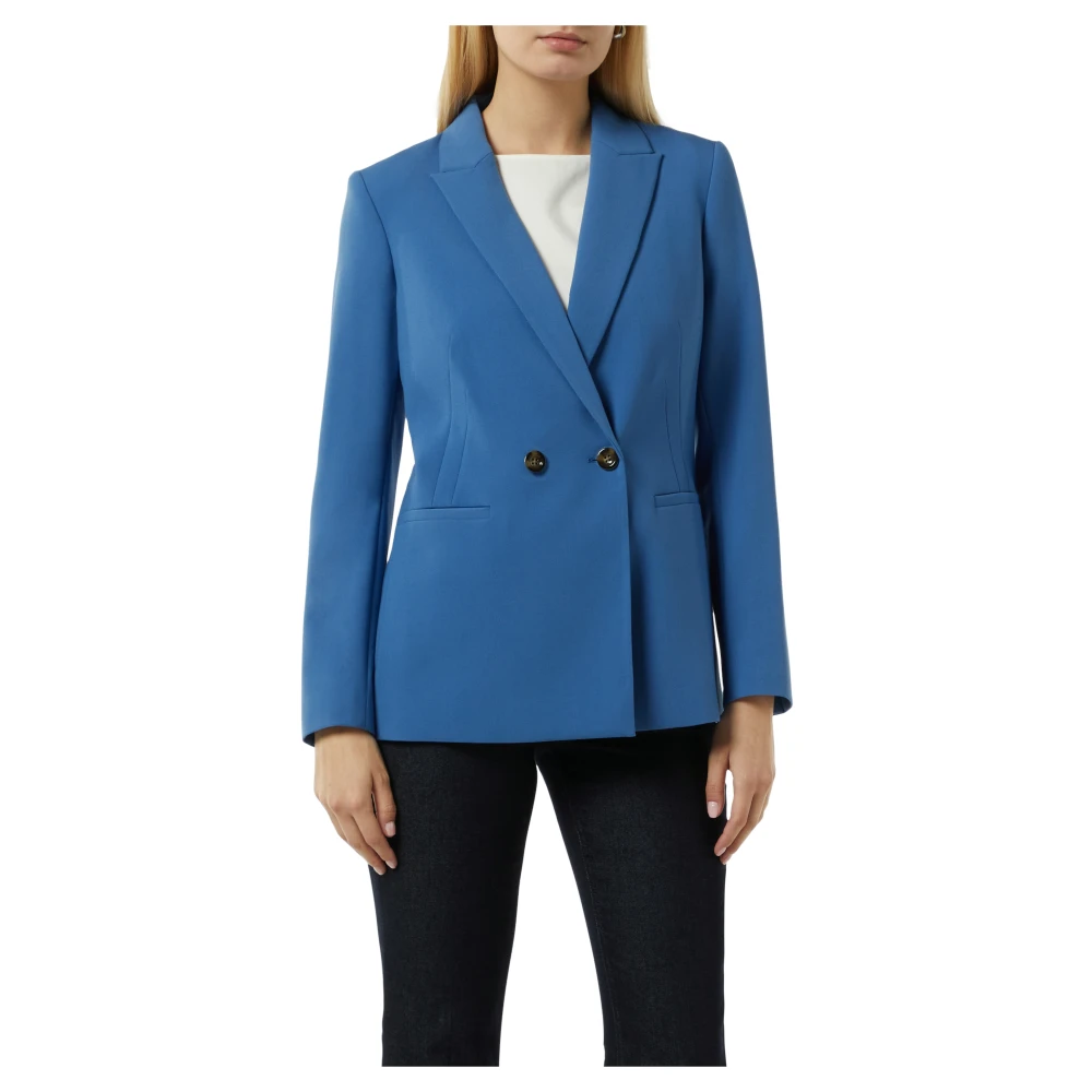 comma Lichte Twill Blazer Regular Fit Blue Dames