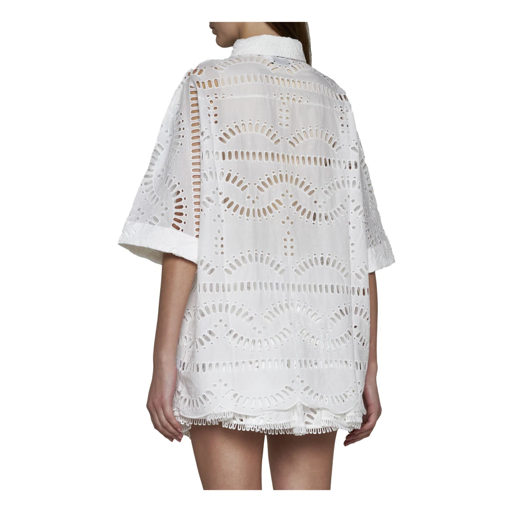 Charo Ruiz Ibiza Witte Broderie Anglaise Overhemd White Dames