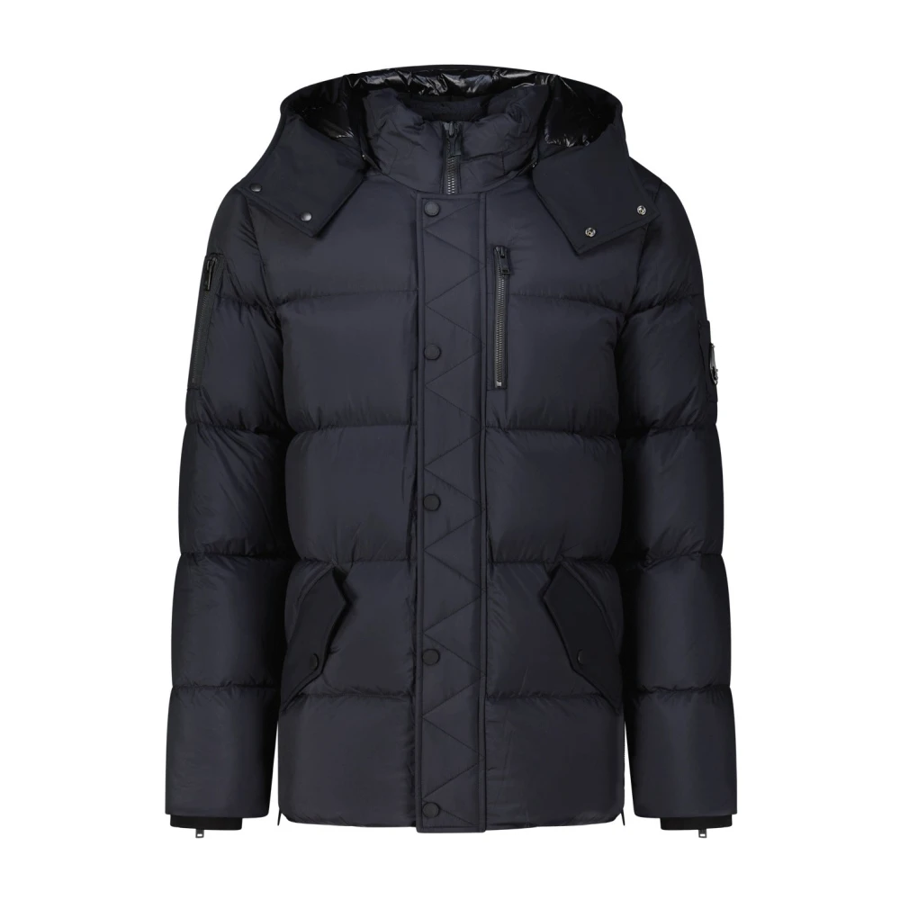 Moose Knuckles Men's Black Quilted Winter Jacket With Down