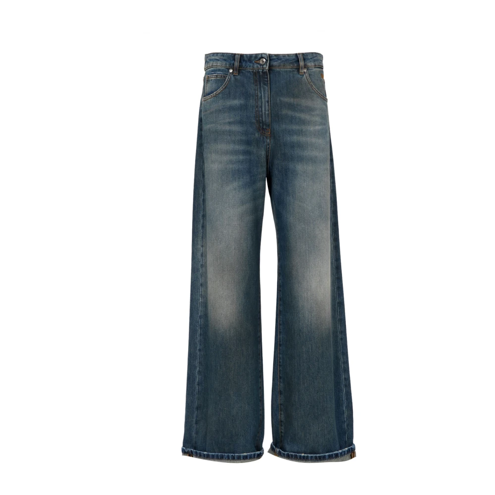 Msgm Delavé-effect wijde pijp denim jeans Blue Dames