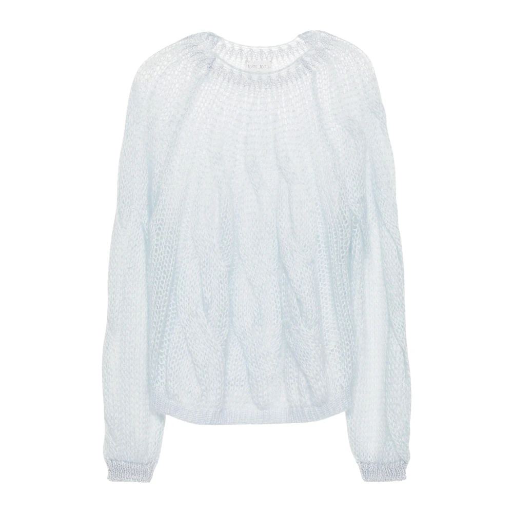Forte Mohair gevlochten trui White Dames