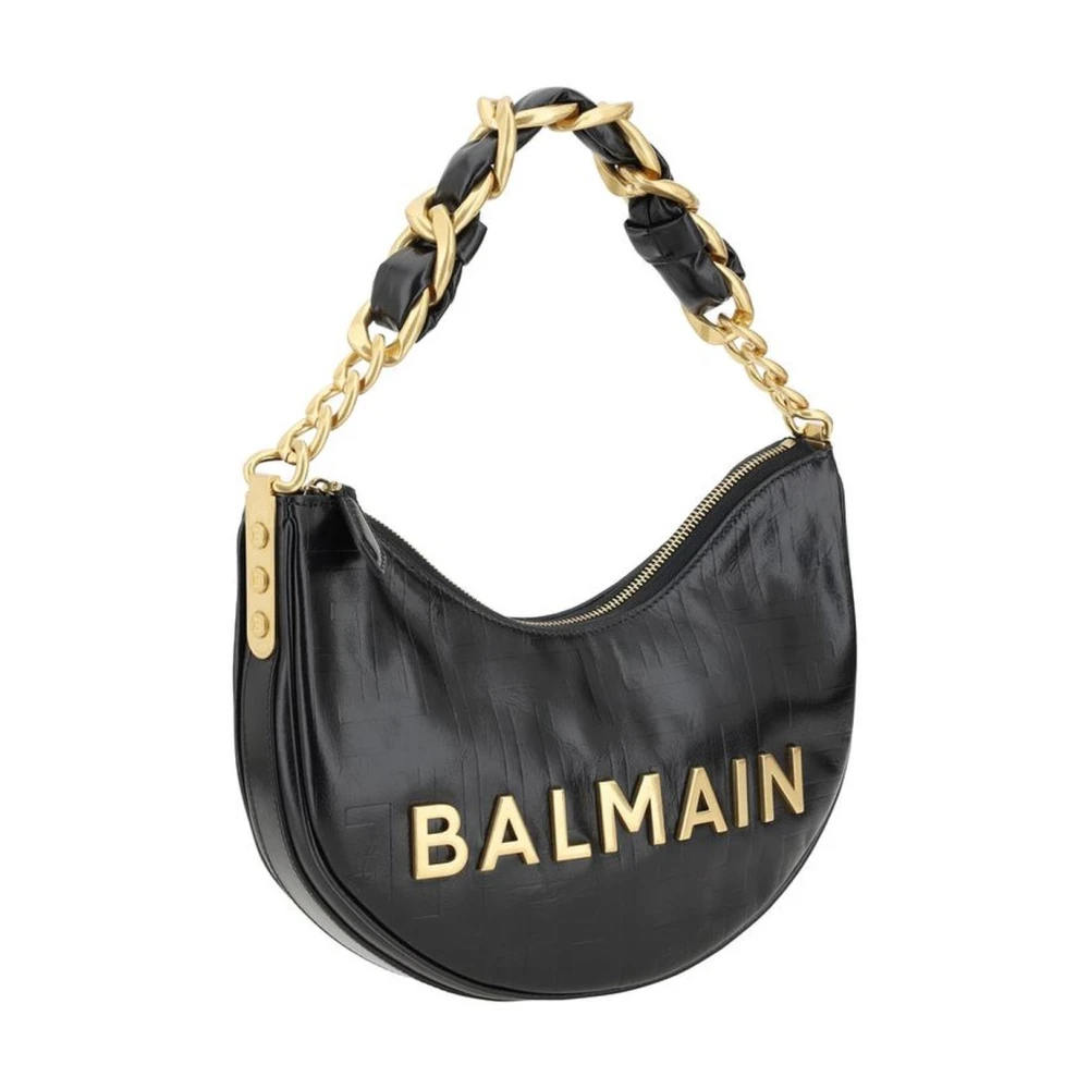 Balmain Stijlvolle Leren Schoudertas met Ketting Black Dames