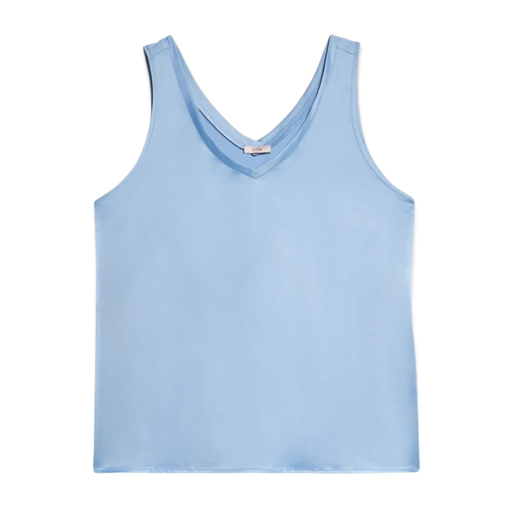 Oltre Top van bi-materialen met satijn en jersey Blue Dames