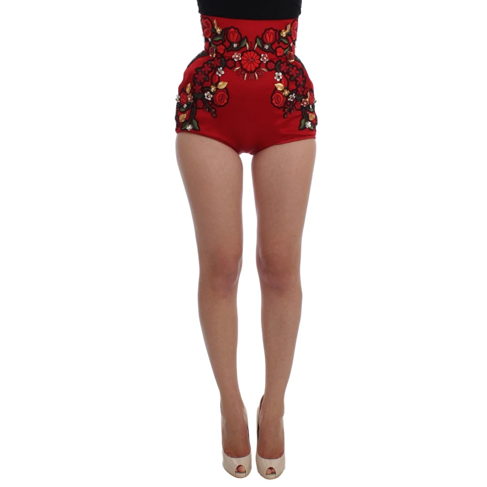 Dolce & Gabbana Women's Red High Waist Mini Shorts