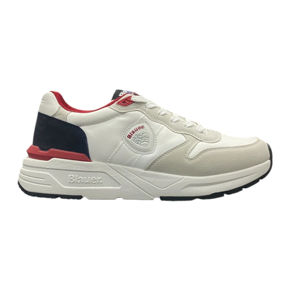 Blauer Men's White Sneakers,, Leather And Nylon Sneaker Size 11 Uk