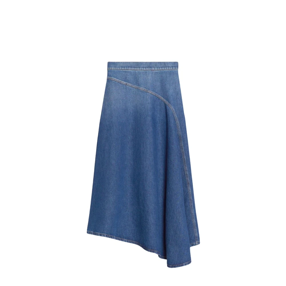 Max Mara Weekend Lange Denim Katoenen Rok Blue Dames