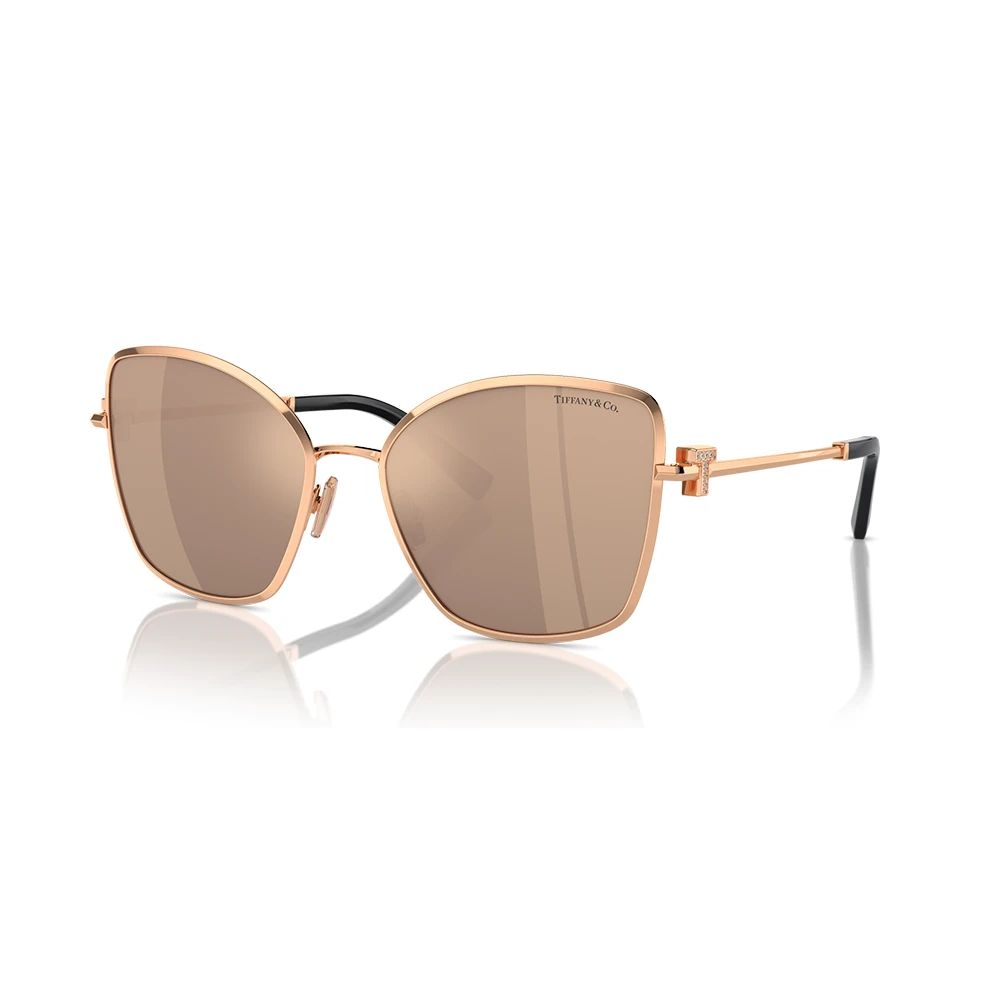 Tiffany Women's Gold/Brown/Pink Rose Sunglasses With