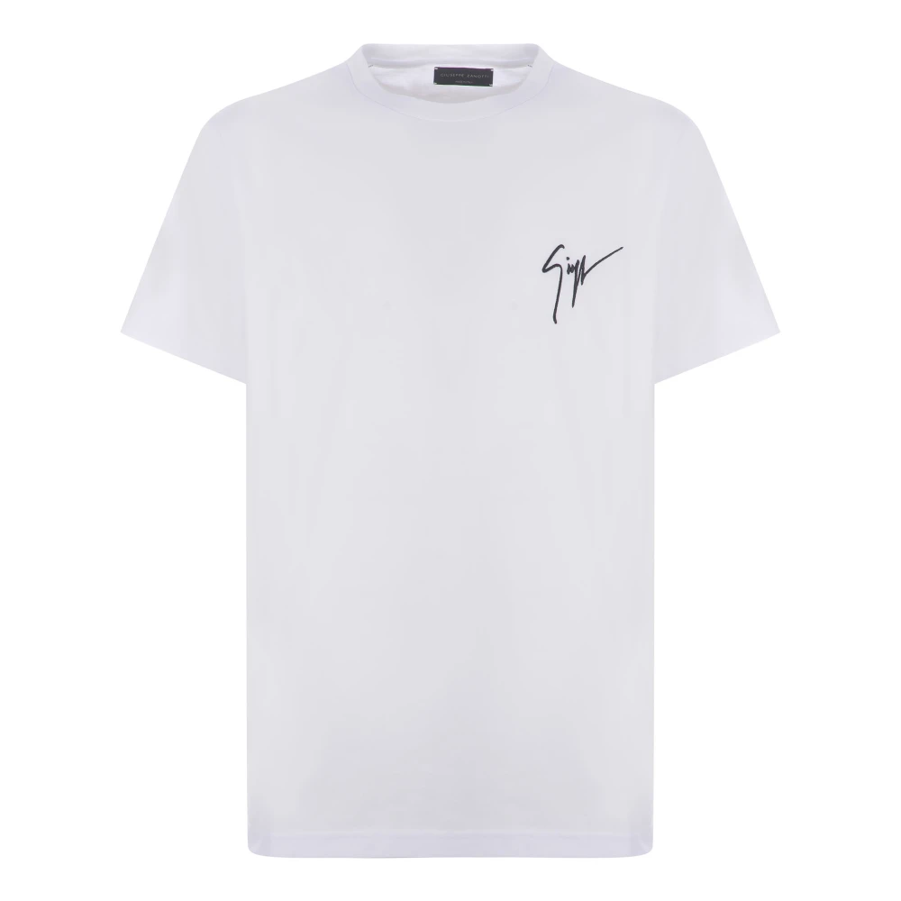 Giuseppe zanotti Witte Katoenen T-shirt met Geborduurd Logo White Heren