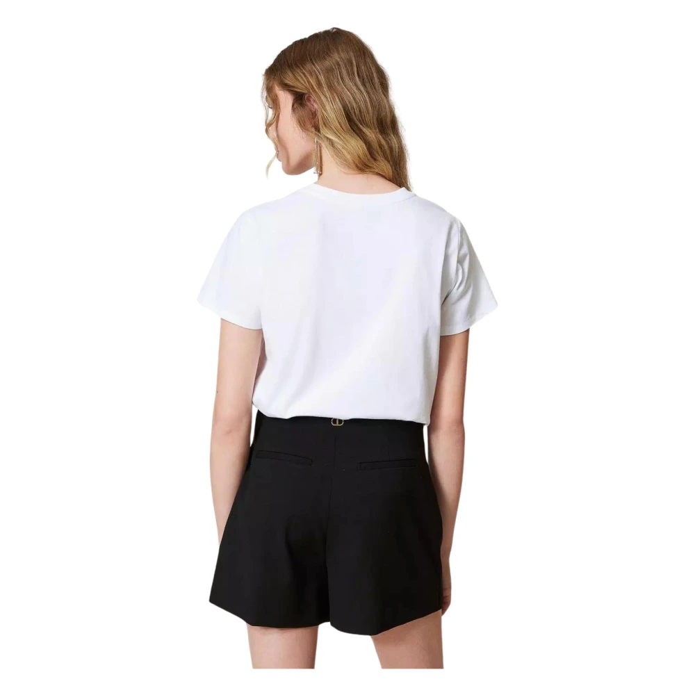 Twinset Witte T-shirt met Jaguar Grafische White Dames