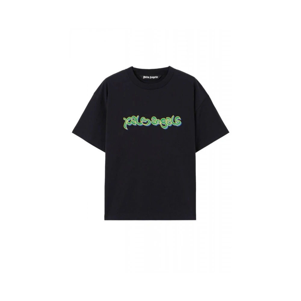 Palm Angels Men's Black Neck Logo T-Shirt - T-Shirts - Xs - Tops