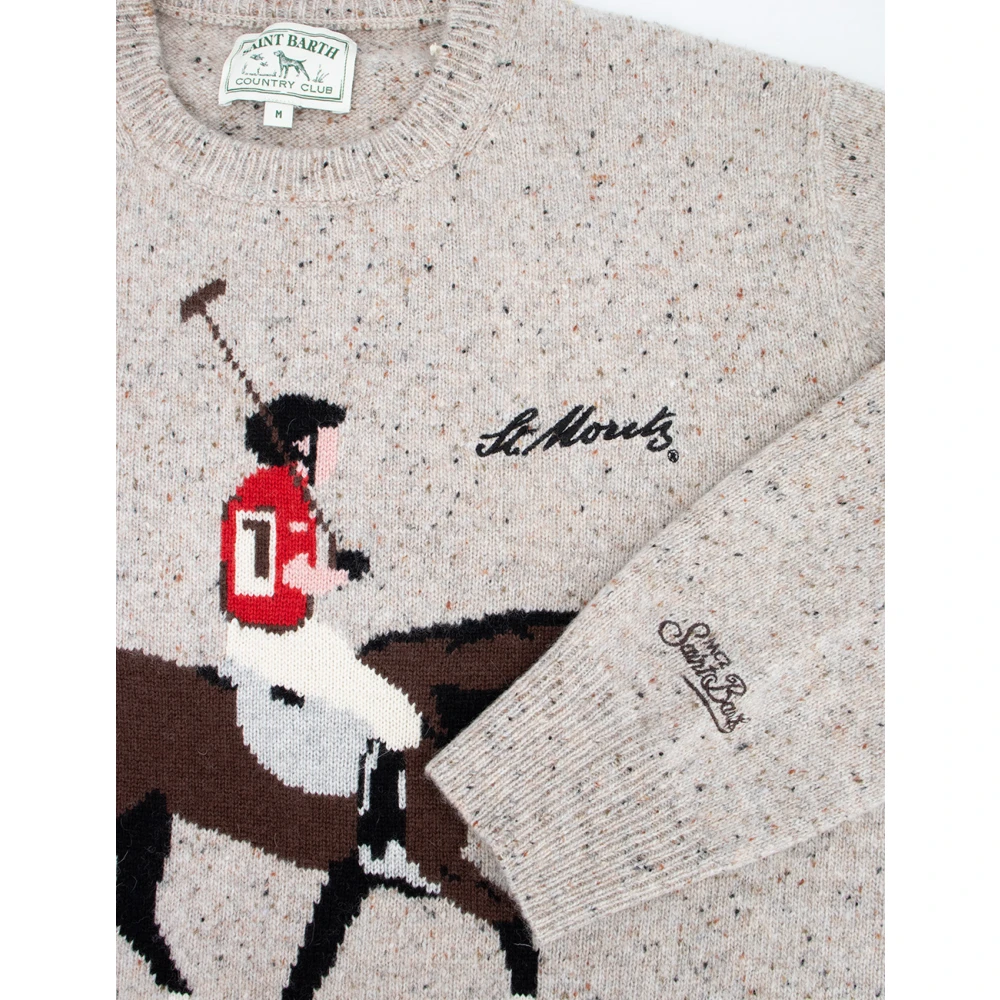 MC2 Saint Barth Geborduurde Crew-Neck Pullover Gray Heren