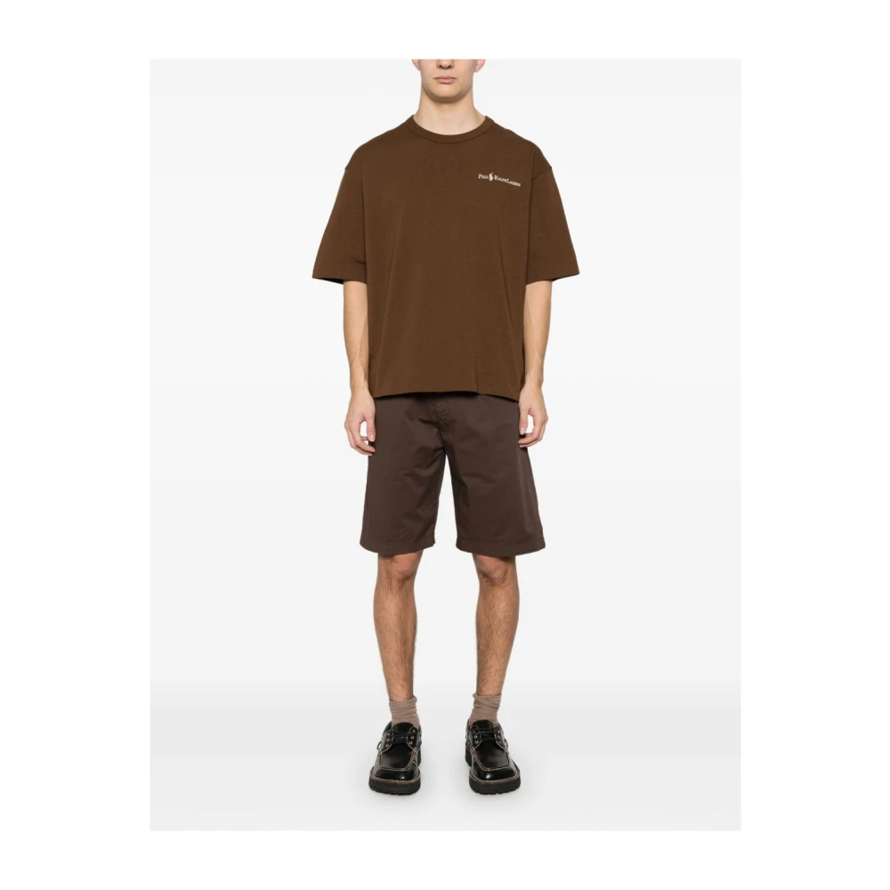 White Sand Bruine Elastische Taille Shorts Brown Heren