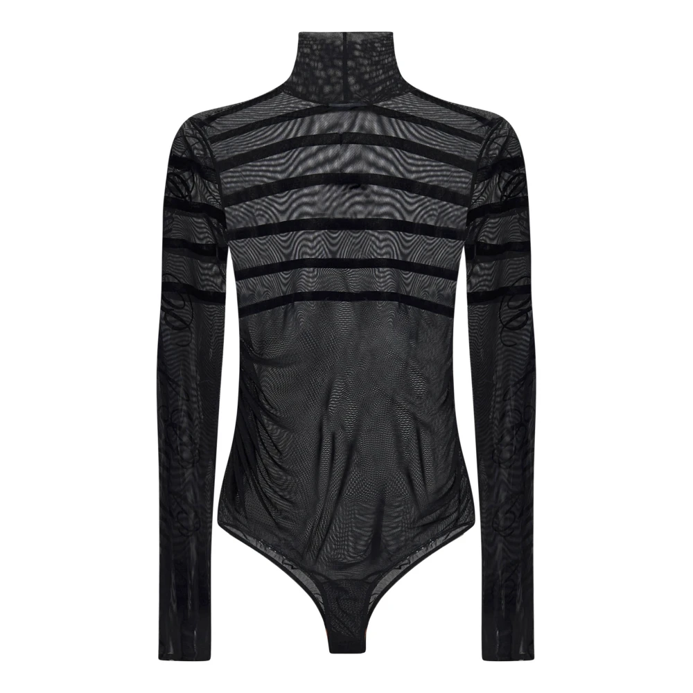 Jean Paul Gaultier Gestreepte Zwarte Bodysuit Elegante Stijl Black Dames