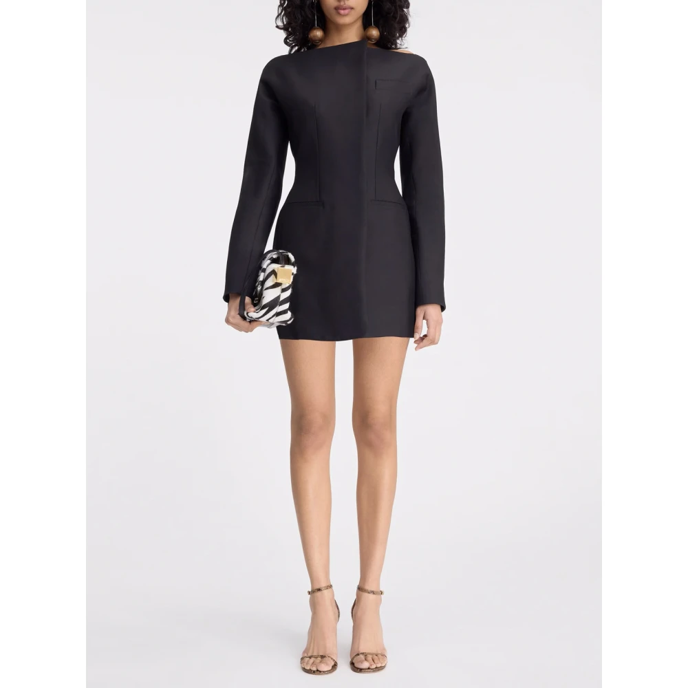 Jacquemus Boot-hals Mini Jurk met Taille Emphasis Black Dames