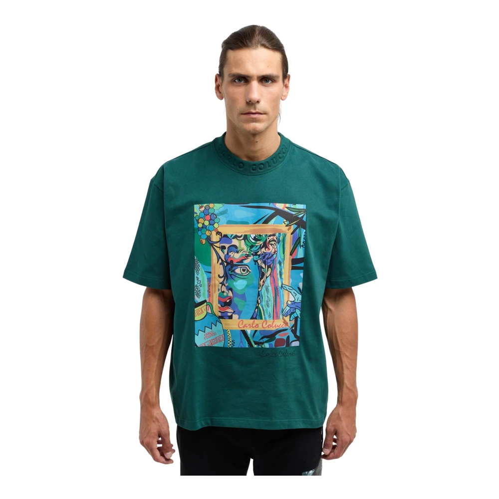 Carlo Colucci Oversize T-shirt med korta ärmar Green, Herr