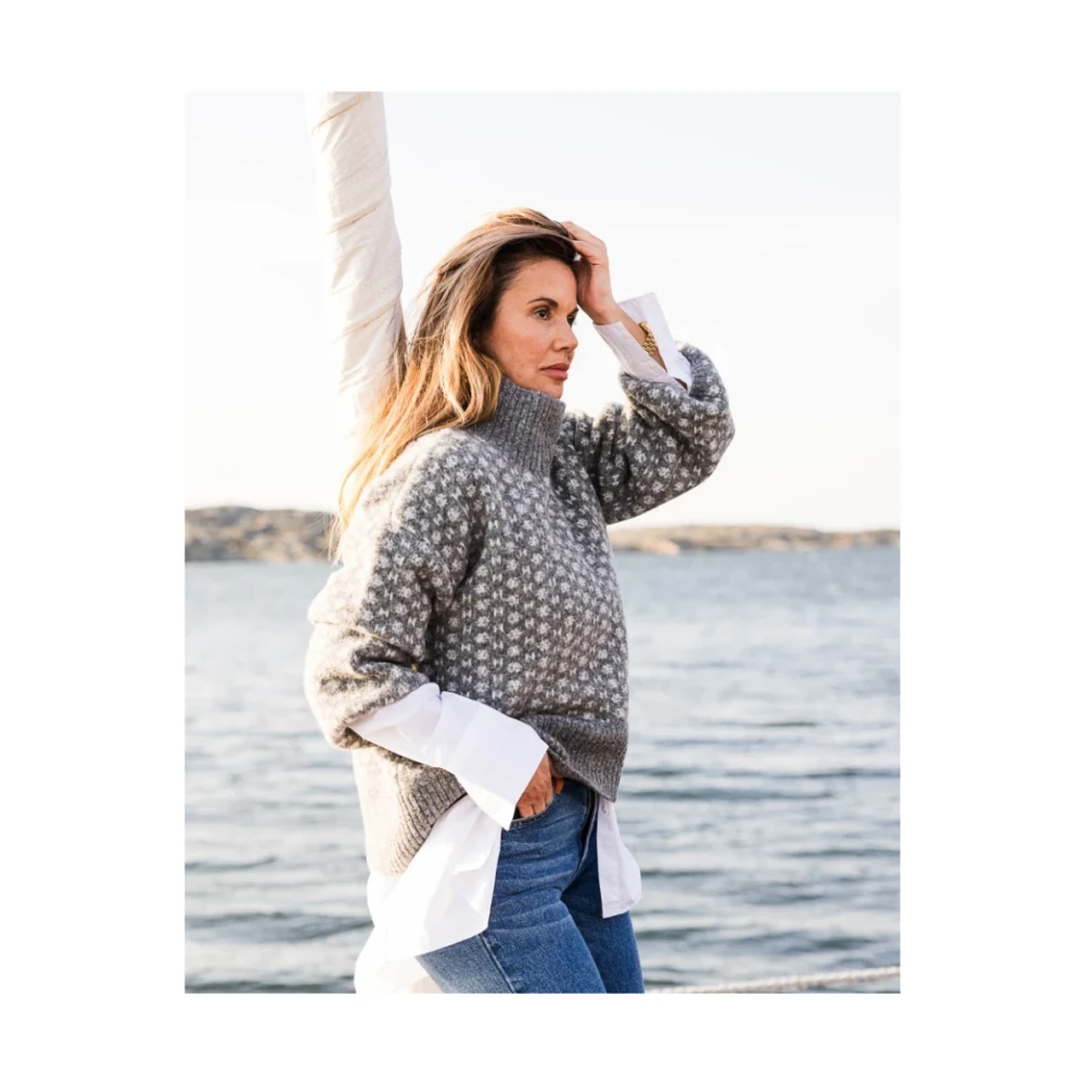 Hést Donkergrijze Melange Logo Sweater Gray Dames