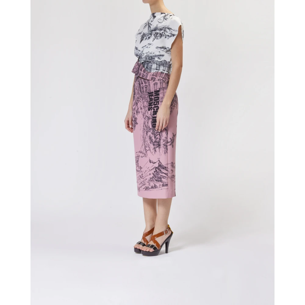 Moschino Milano Print Jurk met Cut-Out Multicolor Dames