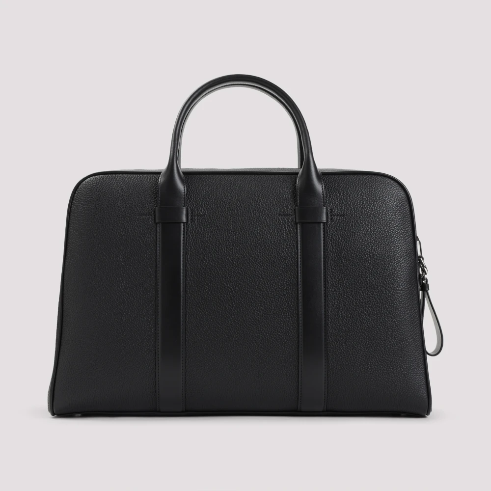 Tom Ford Zwarte Leren Aktetas Ss25 Black Heren