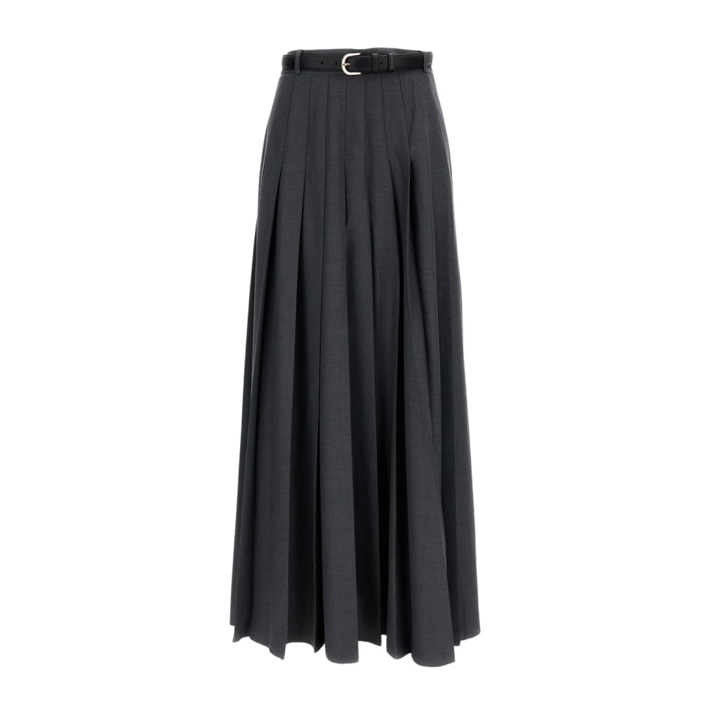 Self Portrait Women's Gray Maxi Skirts, Xs, Pleated Maxi Skirt