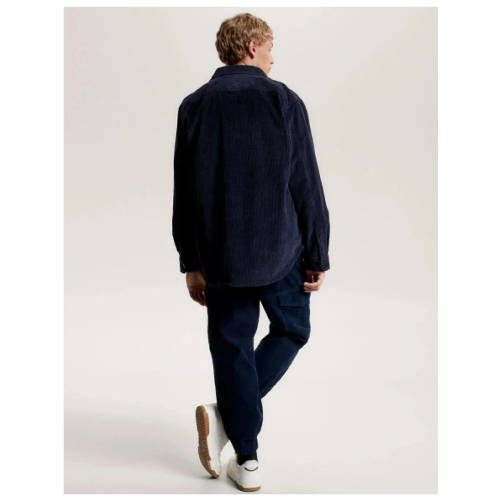 Tommy Hilfiger Ribfluwelen overhemd met knoopzakken Blue Heren