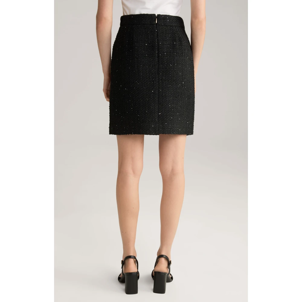 Joop! Tweed Mini Rok met Subtiele Glans Black Dames