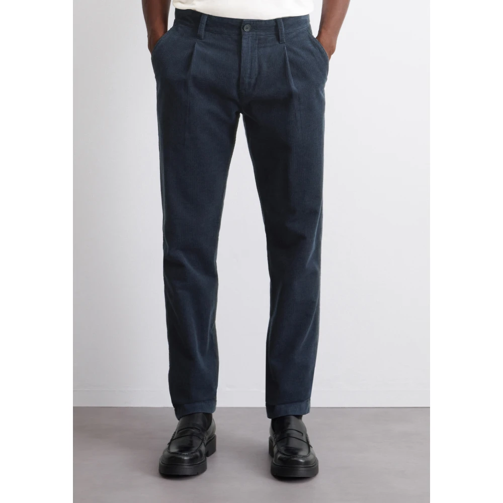 Marc O'Polo Corduroy broek model Osby plooien toelopend Blue Heren