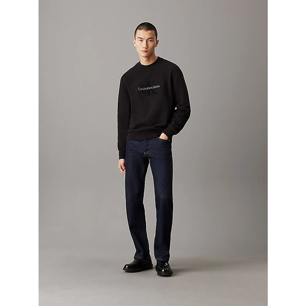 Calvin Klein Jeans Heren Crewneck Sweatshirt met Monogram Black Heren