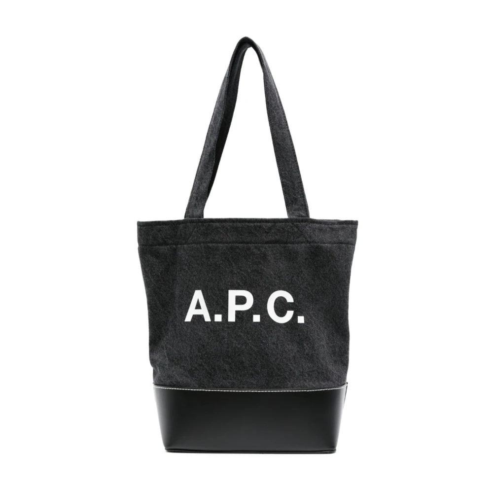 A.p.c. Zwarte denim panelled tas met logo print Black Dames