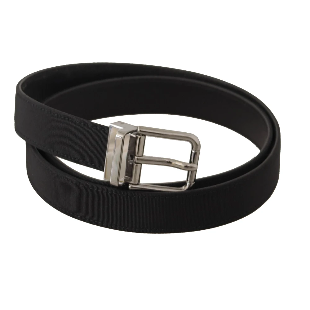 Dolce & Gabbana Elegante zwarte leren riem met metalen gesp Black Heren