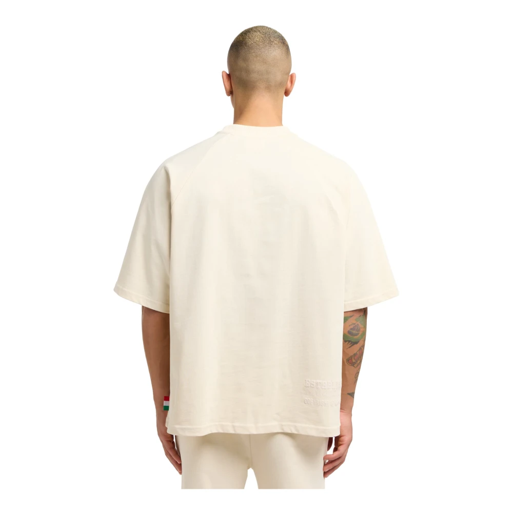 carlo colucci Premium 3D Logo Oversize T-Shirt Beige Heren