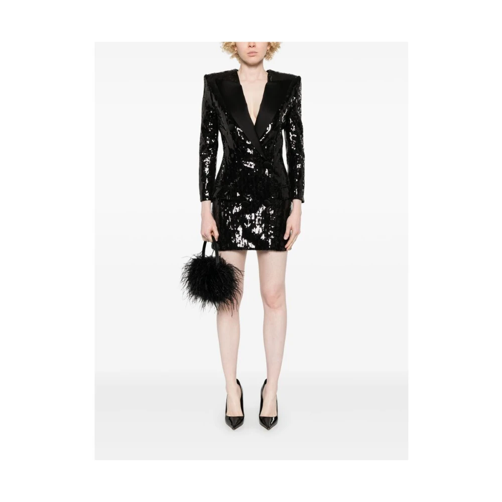 Balmain Zwarte Jurk met Rits en Zakken Black Dames
