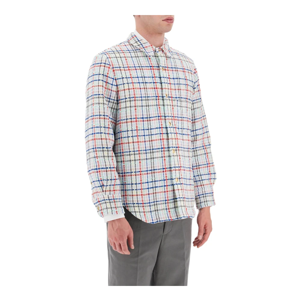 Thom Browne Multifärgad Gingham Tweed Skjortjacka Multicolor, Herr