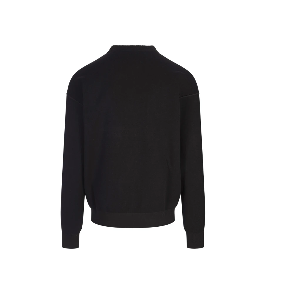 Hugo Boss Zwarte Wollen Blend Ronde Hals Sweater Black Heren