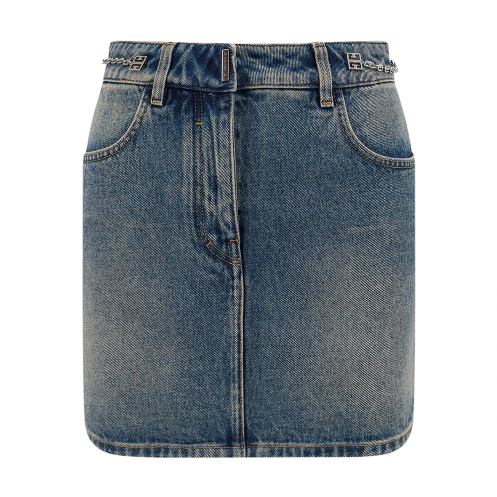 Givenchy Blå Denimkjol Med 4G-Kedja