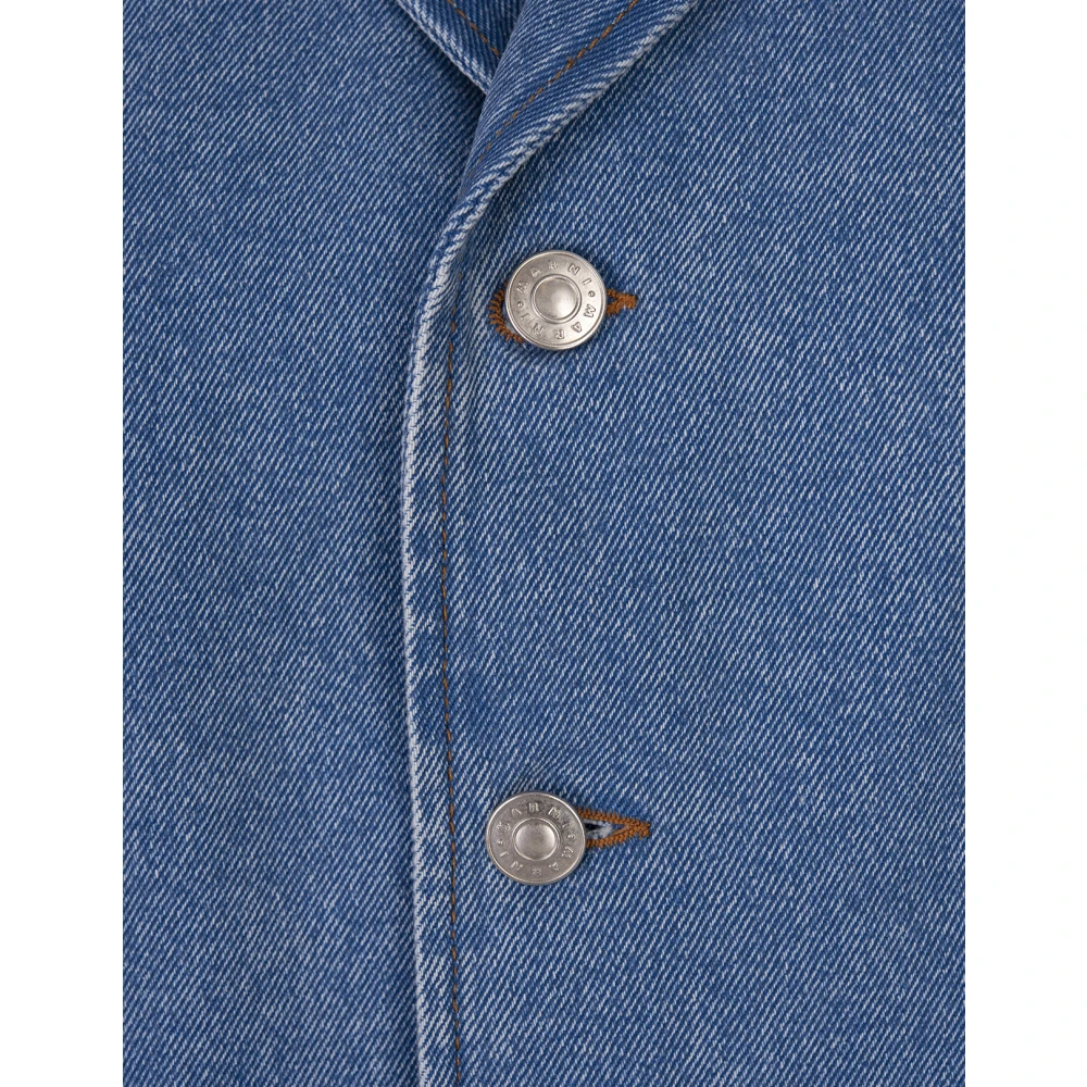 Marni Blauwe Denim Single-Breasted Blazer Jas Blue Dames