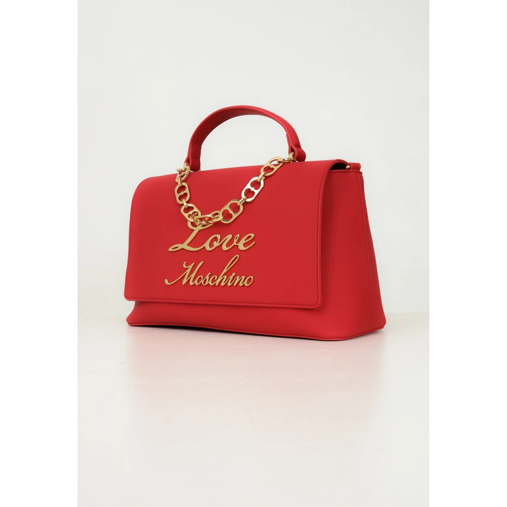 Love Moschino Rode handtas met gouden logoketting Red Dames