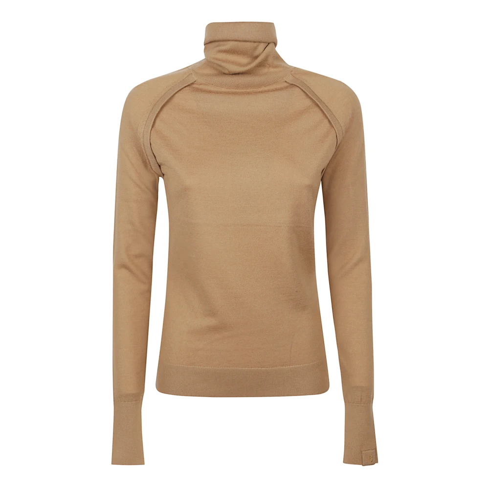 Victoria Beckham Women's Brown Cozy Turtle Neck Jumper - Turtlenecks - S - Knitwear