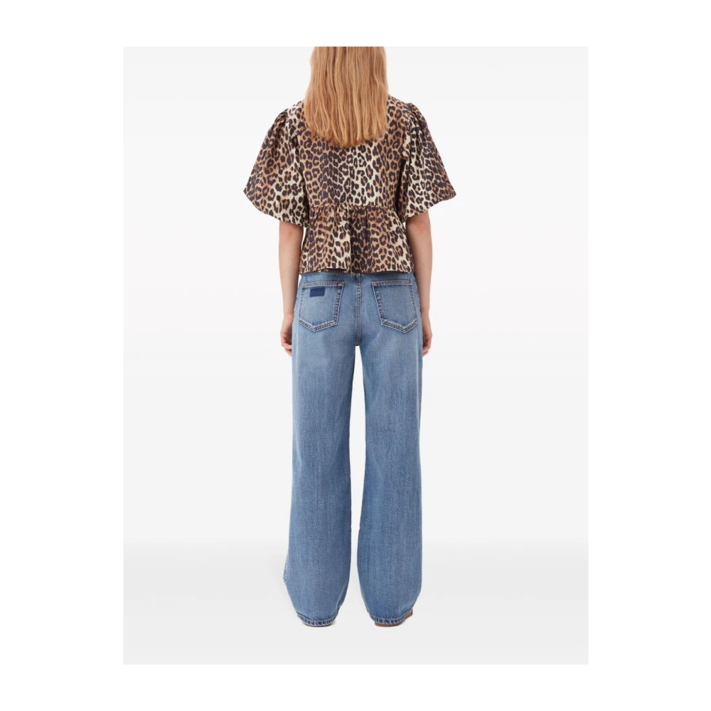 Ganni Bruine Luipaard Sweatshirt met Striksluiting Brown Dames