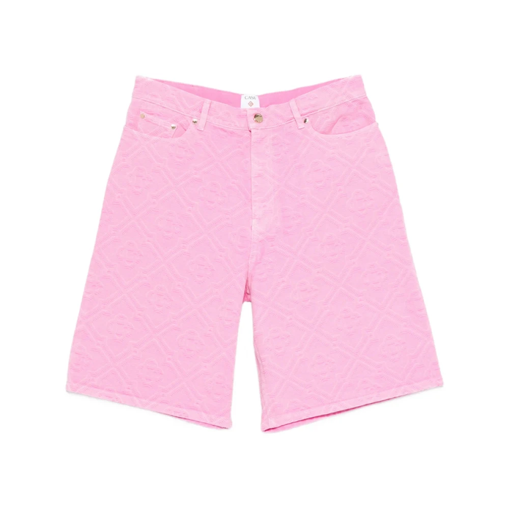 Casablanca Men's Pink Laser Monogram Denim Shorts