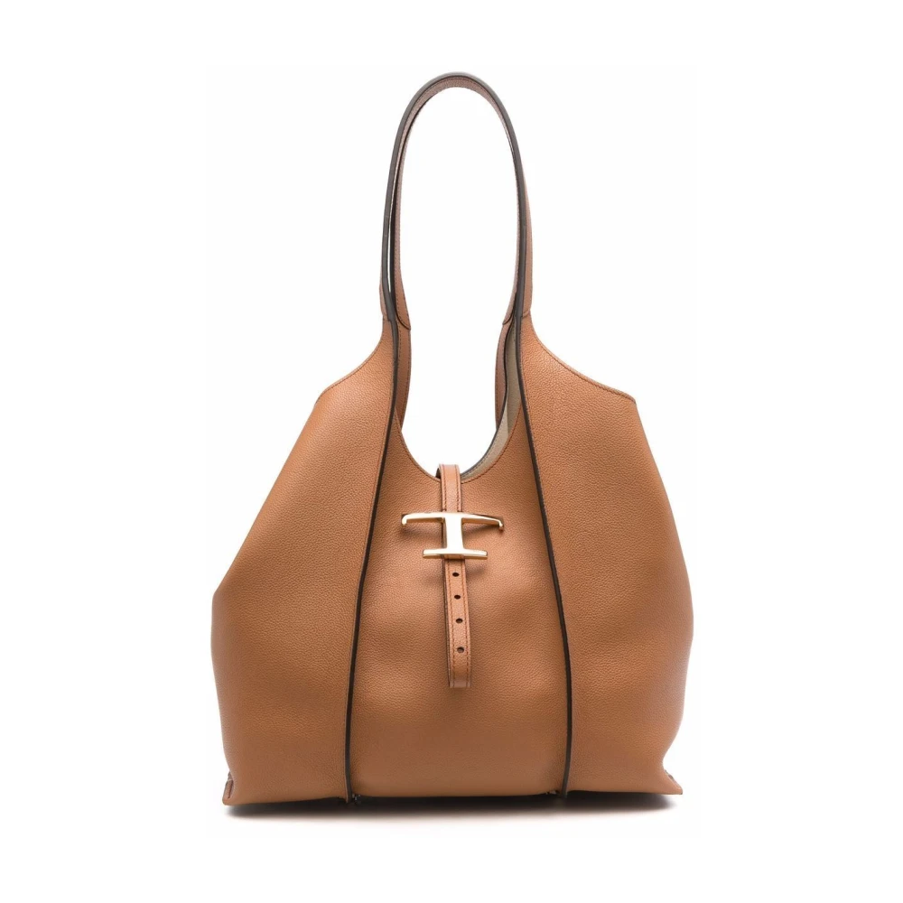 TOD'S Bruine leren T-logo tote bag Brown Dames